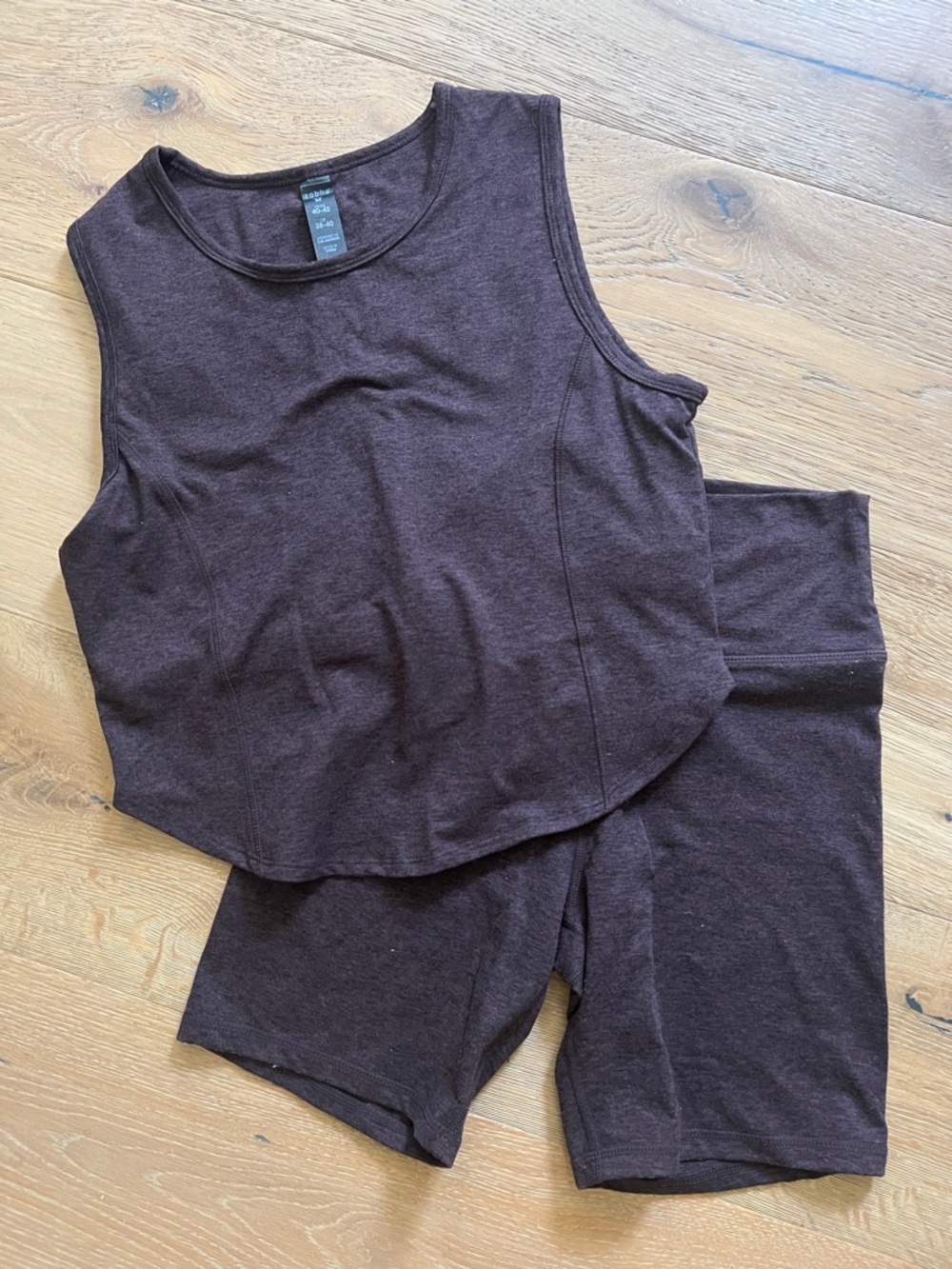Zobha Deep Brown Sleeveless Crop Tank & Biker Short Set